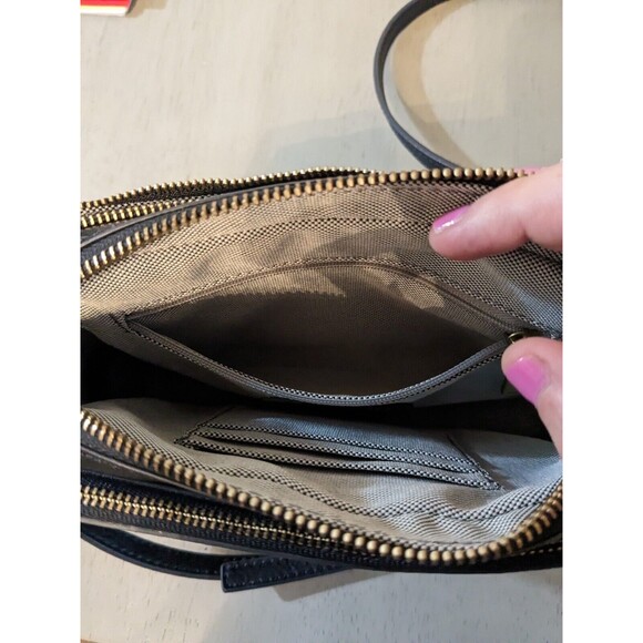 FOSSIL Campbell Crossbody Black Stripe Purse Adjustable Strap - Picture 8 of 12